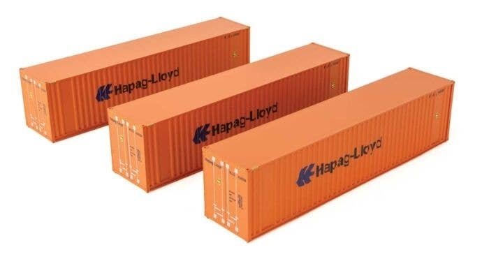 40′ Flat Panel Container - 3-Pack -- Hapag-Lloyd, HO, Walthers SceneMaster 18202
