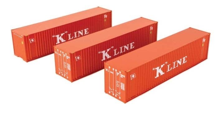 40′ Flat Panel Container - 3-Pack -- K-Line, HO, Walthers SceneMaster 18204