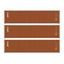 40′ Fully Corrugated Container - 3-Pack -- TEX, HO, Walthers SceneMaster 18255