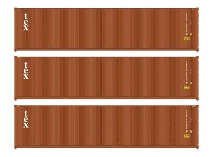 40′ Fully Corrugated Container - 3-Pack -- TEX, HO, Walthers SceneMaster 18255