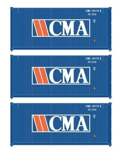 20′ Fully Corrugated Container - 3-Pack -- CMA (Older Version), HO, Walthers SceneMaster 18050