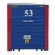 53′ Singamas Corrugated Side Container - Ready to Run -- Pacer Stacktrain (blue, white, red), HO, Walthers SceneMaster 8507