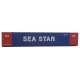 53′ Singamas Corrugated-Side Container - Ready to Run -- Sea Star (blue, red, white), HO, Walthers SceneMaster 8517