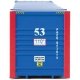 53′ Singamas Corrugated-Side Container - Assembled -- Pacer (blue, white, red), HO, Walthers SceneMaster 8535