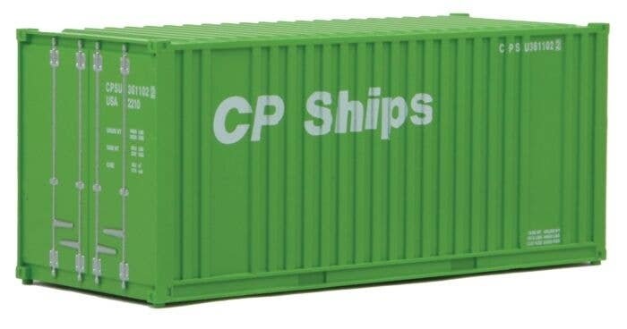 20′ Corrugated Container with Flat Panel - Assembled -- CP Ships (green, white), HO, Walthers SceneMaster 8010