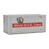 20′ Corrugated Container with Flat Panel - Assembled -- Mitsui OSK Lines (gray, red, Alligat, HO, Walthers SceneMaster 8014