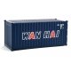 20′ Corrugated Container - Assembled -- Wan Hai (blue, white, red A Lettering), HO, Walthers SceneMaster 8066