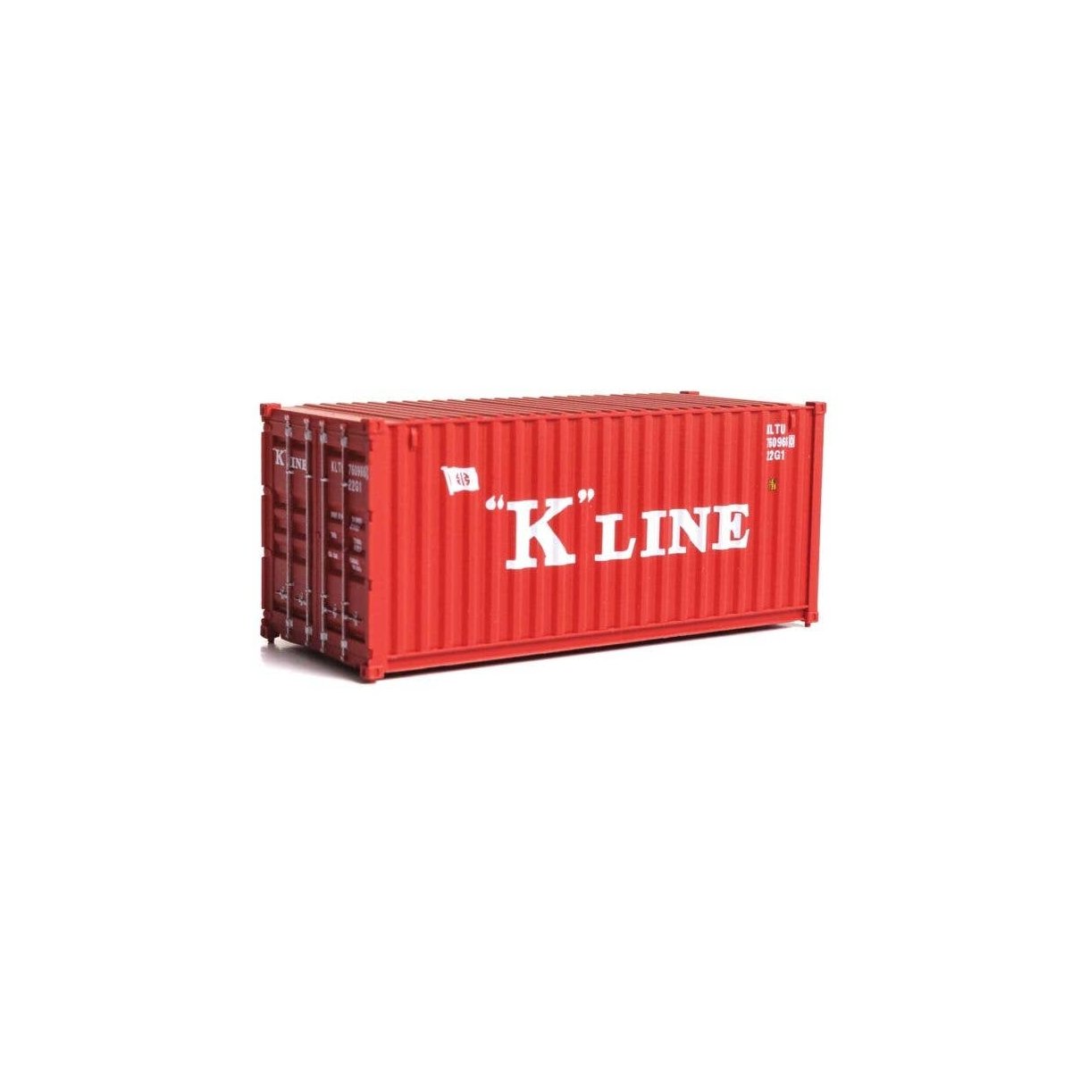 20′ Corrugated Container - Assembled -- K-Line (red, white), HO, Walthers SceneMaster 8073