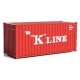 20′ Corrugated Container - Assembled -- K-Line (red, white), HO, Walthers SceneMaster 8073