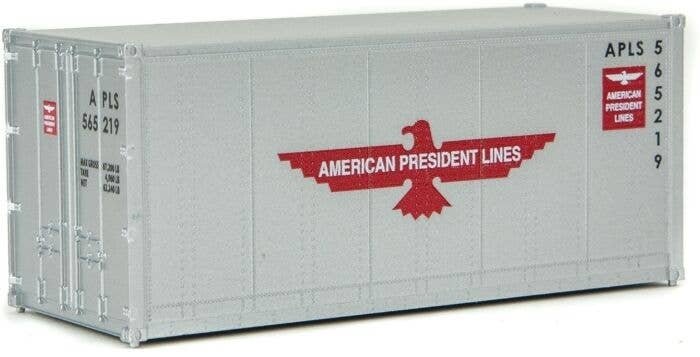 20′ Smooth-Side Container - Ready to Run -- American President Lines (gray, red, white Eagle, HO, Walthers SceneMaster 8651