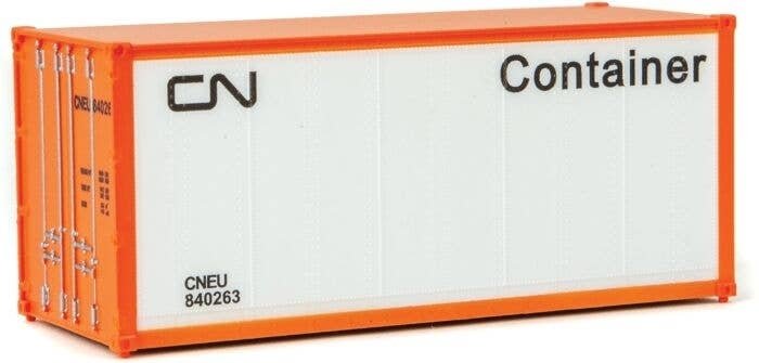 20′ Smooth-Side Container - Ready to Run -- Canadian National (white, black Noodle Logo), HO, Walthers SceneMaster 8653