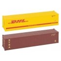 40′ Container 2-Pack - Ready to Run -- 1 Each DHL (yellow), Xtra (brown), HO, Faller Gmbh 182056