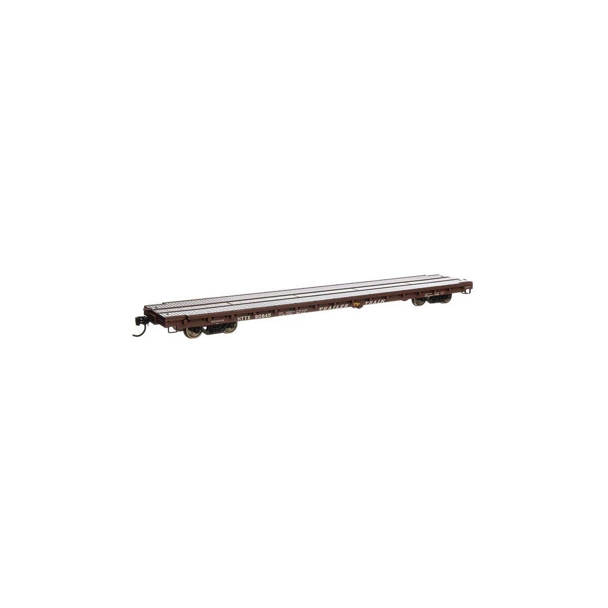 60′ Pullman-Standard Flatcar - Ready to Run -- Trailer-Train HTTX 90845 (Heavy-duty brown), HO, WalthersMainline 5401