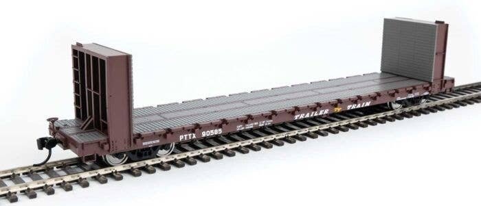 60` Pullman-Standard Bulkhead Flatcar (48` IL) - Ready to Run -- Trailer Train 90585 (brown), HO, WalthersMainline 5874