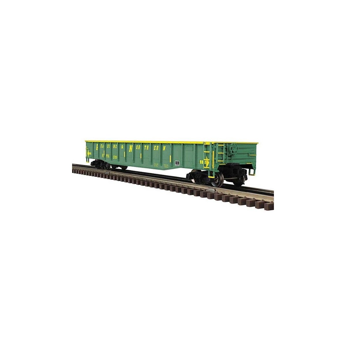52` 6` Gondola - 3-Rail - Ready to Run - Trainman(R) -- Reading and Northern (green, yellow), O, Atlas O 2002123