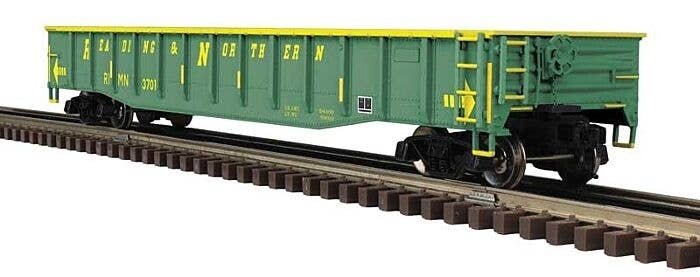 52` 6` Gondola - 3-Rail - Ready to Run - Trainman(R) -- Reading and Northern (green, yellow), O, Atlas O 2002123