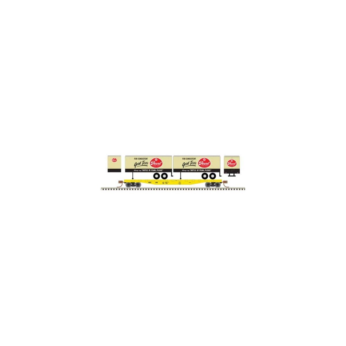 50` Piggyback Flatcar w/Two 24` Trailers - Ready to Run -- Texas Transportation Co. 103 (Pearl Traile, N, Trainman 50006511