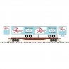 50` Piggyback Flatcar w/Two 24` Trailers - Ready to Run -- Great Northern 60220 (Rainier Trailers, bl, N, Trainman 50006514