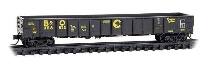 50′ Steel Side 14-Panel Fixed-End Straight-Side Gondola - Ready to Run -- Chessie System B&O, N, Micro Trains Line 10500790