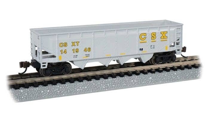 40′ Quad Hopper - Ready to Run -- CSX Transporation 141946 (gray, Yellow Conspicuity Markings, N, Bachmann Industries 73351