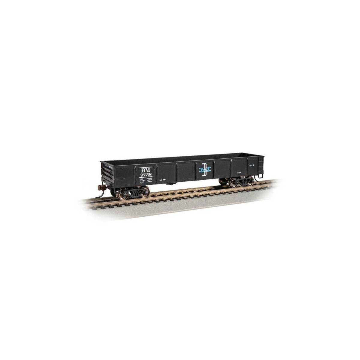40′ Gondola - Ready to Run - Silver Series(R) -- Boston & Maine 9738 (black, blue, white), HO, Bachmann Industries 17223
