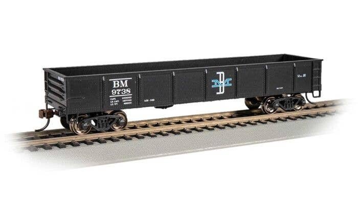 40′ Gondola - Ready to Run - Silver Series(R) -- Boston & Maine 9738 (black, blue, white), HO, Bachmann Industries 17223