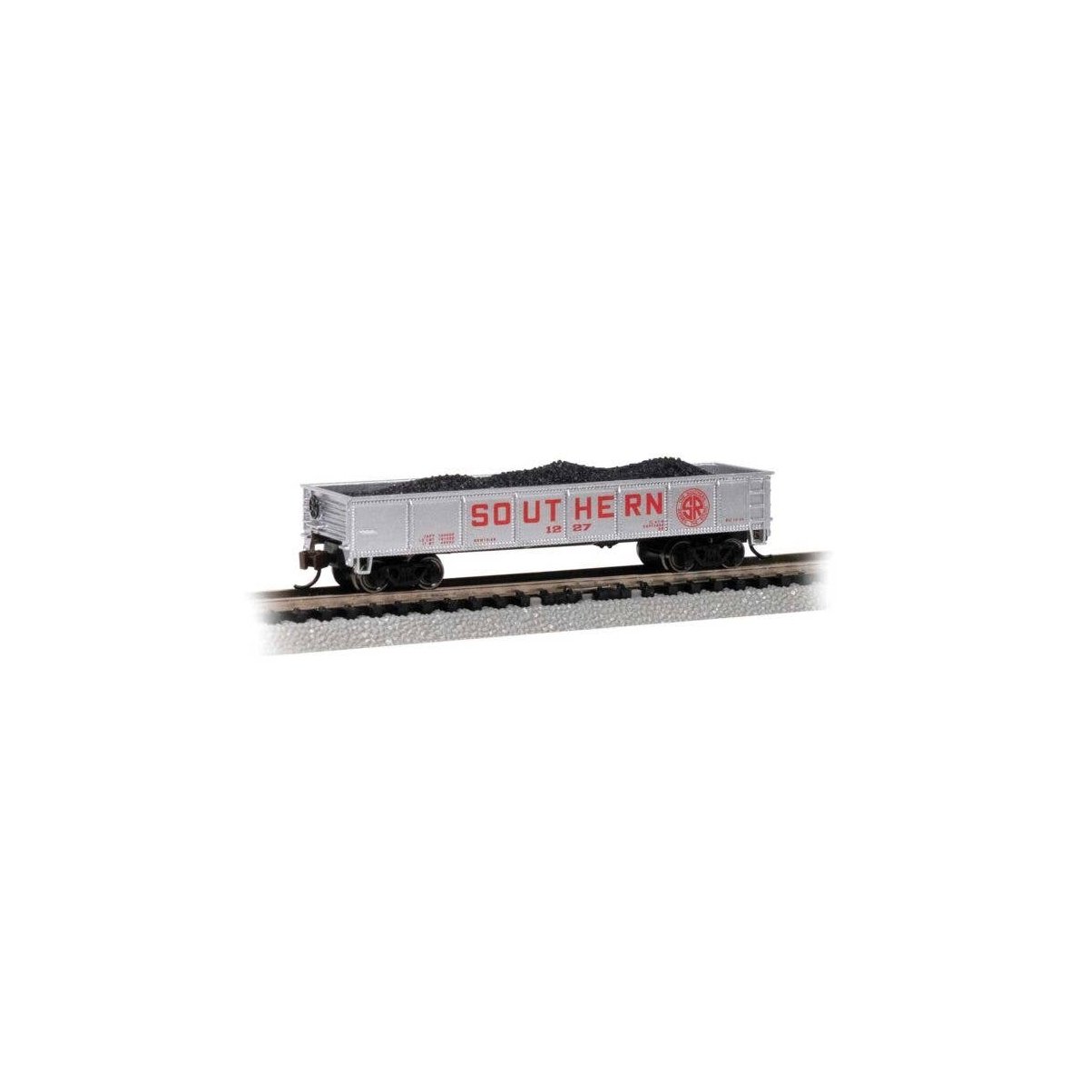 40′ Steel Gondola with Load - Ready to Run -- Southern Railway 1227 (silver, red), N, Bachmann Industries 17258