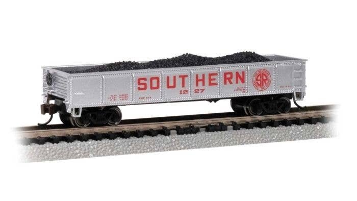 40′ Steel Gondola with Load - Ready to Run -- Southern Railway 1227 (silver, red), N, Bachmann Industries 17258