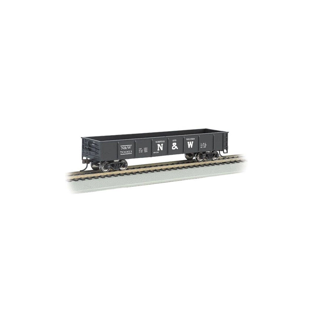 40′ Gondola - Ready to Run - Silver Series(R) -- Norfolk & Western 70063 (black, Block N&W), HO, Bachmann Industries 17207