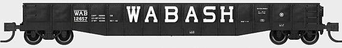52`6` 15-Panel Mill Gondola - Heavily Dented Sides - Ready to Run -- Wabash 12739 (black, white), N, Bluford Shops 52188