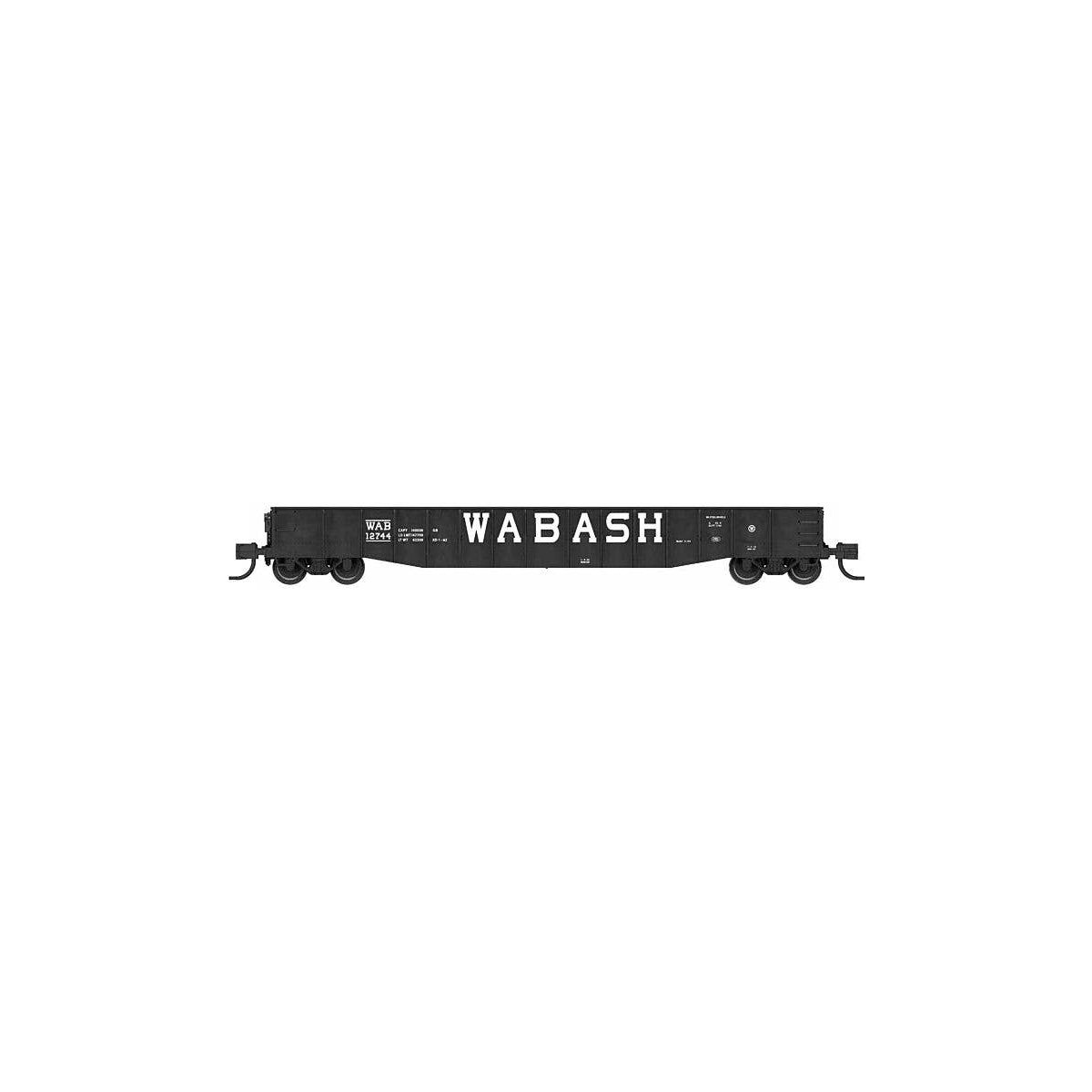 52`6` 15-Panel Mill Gondola - Lightly Dented Sides - Ready to Run -- Wabash 12706 (black, white), N, Bluford Shops 52181