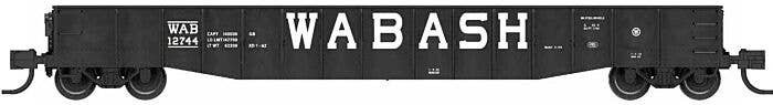 52`6` 15-Panel Mill Gondola - Lightly Dented Sides - Ready to Run -- Wabash 12706 (black, white), N, Bluford Shops 52181