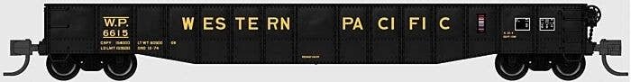 52`6` 15-Panel Mill Gondola - Heavily Dented Sides - Ready to Run -- Western Pacific 6797 (black, y, N, Bluford Shops 52178