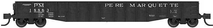 52`6` 15-Panel Mill Gondola - Lightly Dented Sides - Ready to Run -- Pere Marquette 18932 (black, w, N, Bluford Shops 52161