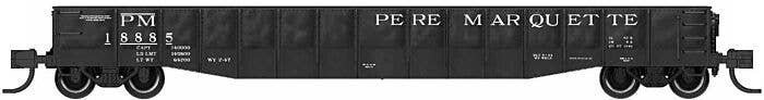 52`6` 15-Panel Mill Gondola - Medium Dented Sides - Ready to Run -- Pere Marquette 18901 (black, wh, N, Bluford Shops 52165