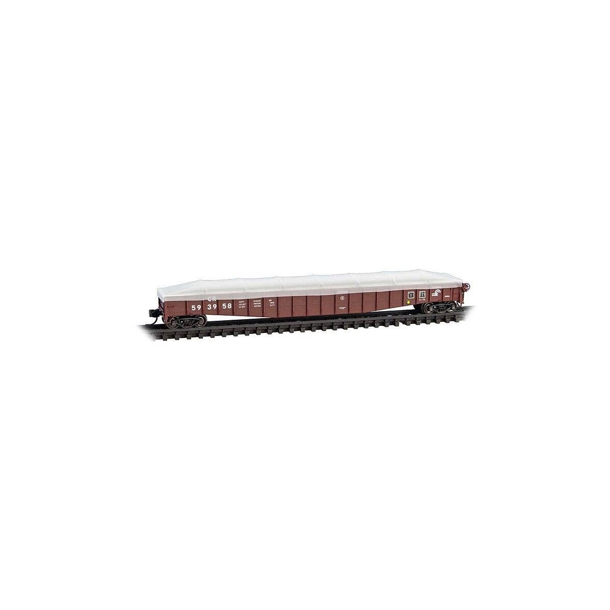 65′ Mill Gondola with Drop Ends & Tarp Load Cover Kit - Ready to Run -- Conrail 593958 (Boxc, N, Micro Trains Line 10700140