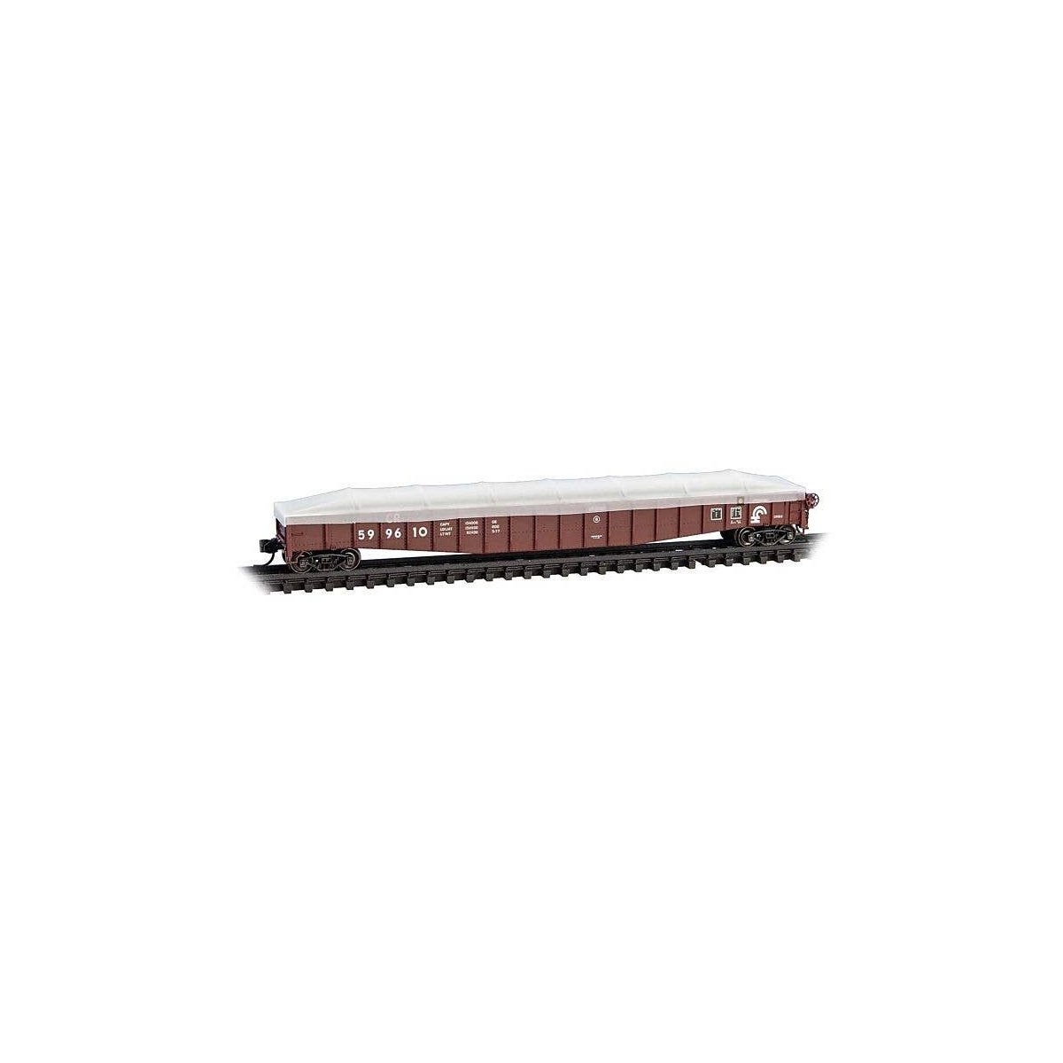 65′ Mill Gondola with Drop Ends & Tarp Load Cover Kit - Ready to Run -- Conrail 599610 (Boxc, N, Micro Trains Line 10700141