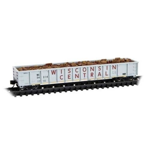 52`6` Greenville 2494 Mill Gondola - Ready to Run -- Wisconsin Central 54214 (gray, maroon, , N, Micro Trains Line 17000021