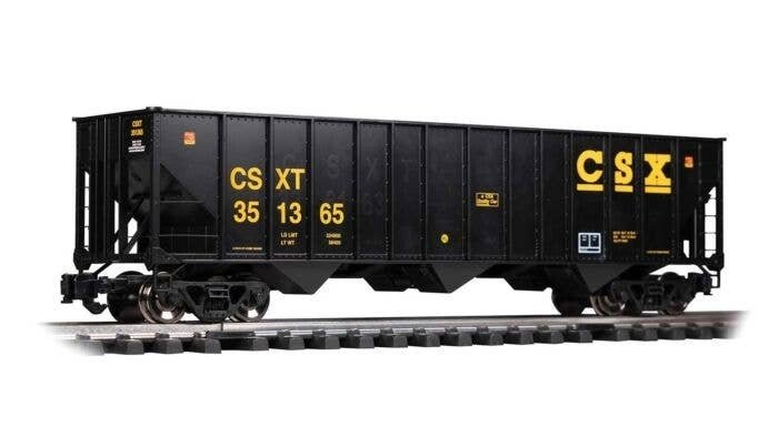 Bethlehem Steel 100-Ton 3-Bay Hopper - Ready to Run -- CSX Transportation 326123 (black, yell, G, Bachmann Industries 93652