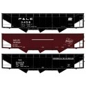 AAR 70-Ton Offset-Side 3-Bay Hopper 3-Pack - Kit -- 1 Each Pittsburgh & Lake Erie/PC, Milwaukee Road, HO, Accurail Inc 8185