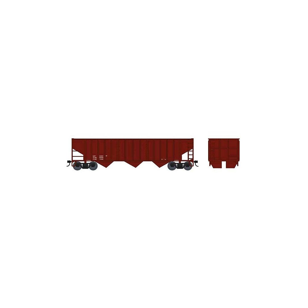 70-Ton 14-Panel 3-Bay Hopper - Ready to Run -- Dimensional Data (Boxcar Red), HO, Bowser Manufacturing Co. 43443