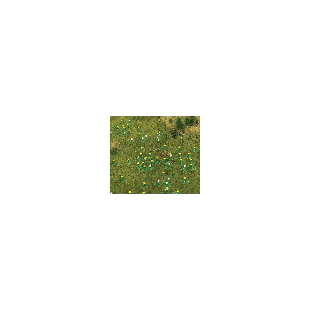 Dandelion Patch - Kit -- 60 White & 60 Yellow 5-13/16 x 4-1/8′ 14.8 x 10.5cm, HO, Busch Gmbh & Co Kg 1220