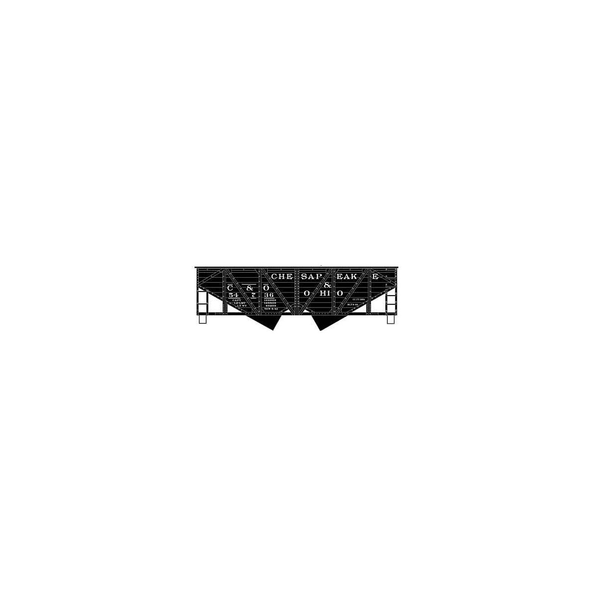 55-Ton Wood-Side 2-Bay Hopper - Kit -- Chesapeake & Ohio 54736 (black), HO, Accurail Inc 81862