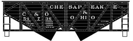 55-Ton Wood-Side 2-Bay Hopper - Kit -- Chesapeake & Ohio 54736 (black), HO, Accurail Inc 81862