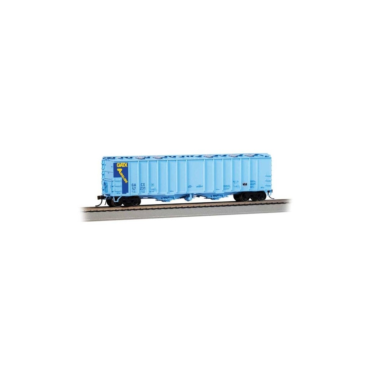 GATX 4180 Airslide Covered Hopper - Ready to Run -- GATX 57231 (2-Tone Blue, yellow), HO, Bachmann Industries 70622