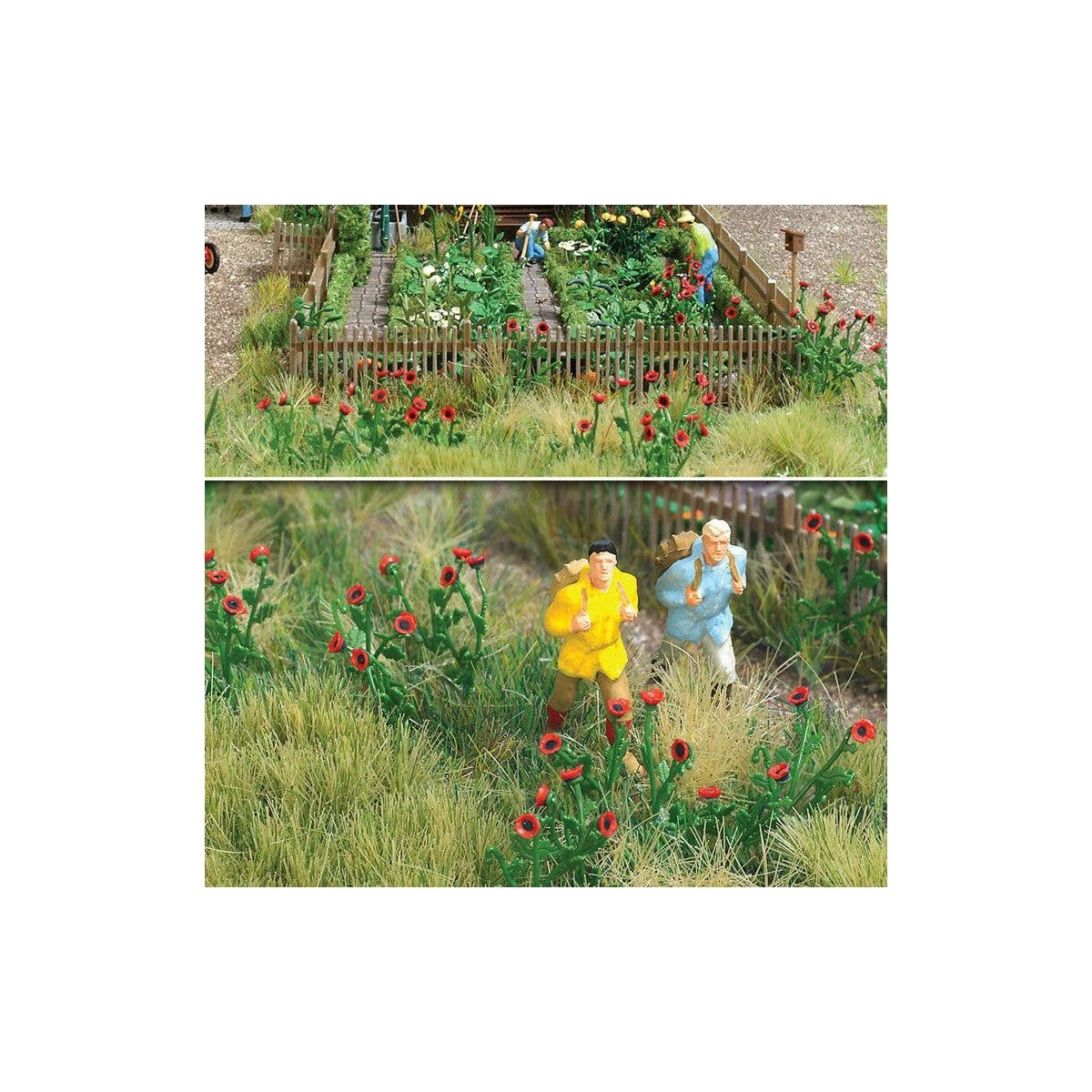 Poppies - Kit (Plastic) -- Parts for 80 Plants (red), HO, Busch Gmbh & Co Kg 1255