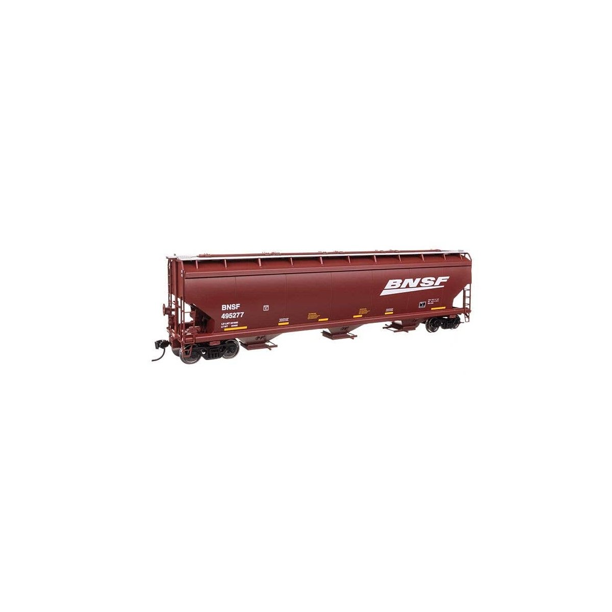 60′ NSC 5150 3-Bay Covered Hopper - Ready to Run -- BNSF Railway 495277, HO, WalthersMainline 7740