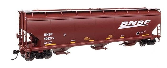 60′ NSC 5150 3-Bay Covered Hopper - Ready to Run -- BNSF Railway 495277, HO, WalthersMainline 7740