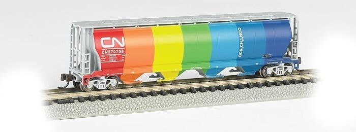Canadian Cylindrical 4-Bay Grain Hopper - Ready to Run - Silver Series(R) -- Canadian Nationa, N, Bachmann Industries 19151