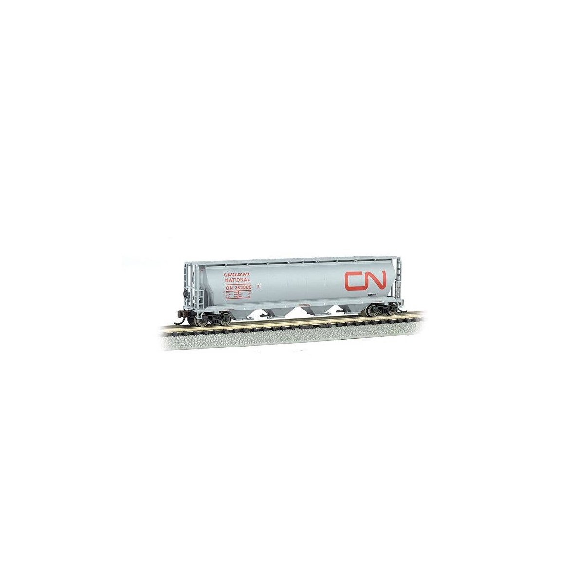 Canadian Cylindrical 4-Bay Grain Hopper - Ready to Run - Silver Series(R) -- Canadian Nationa, N, Bachmann Industries 19163